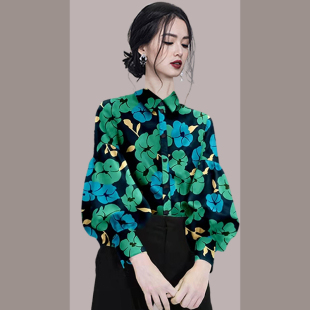 复古碎花衬衫 气质设计感小众灯笼袖 女长袖 款 上衣 2025年秋季 法式