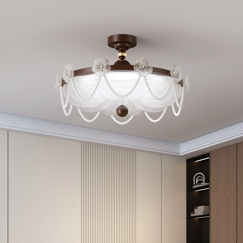 主卧室灯法式中古风2025新款高级感珍珠串公主儿童房间复古吸顶灯