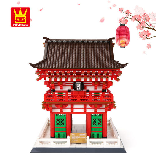 万格6212日本京都清水寺仁王门小颗粒兼容儿童益智拼装积木玩具