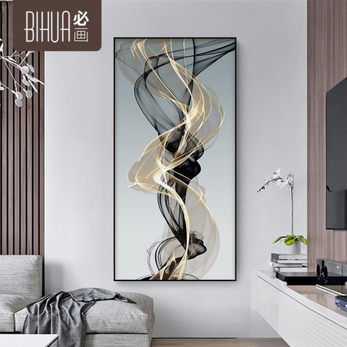 入户关装饰画金色客厅装饰画现代玄关画抽象金色线条大气墙面装饰