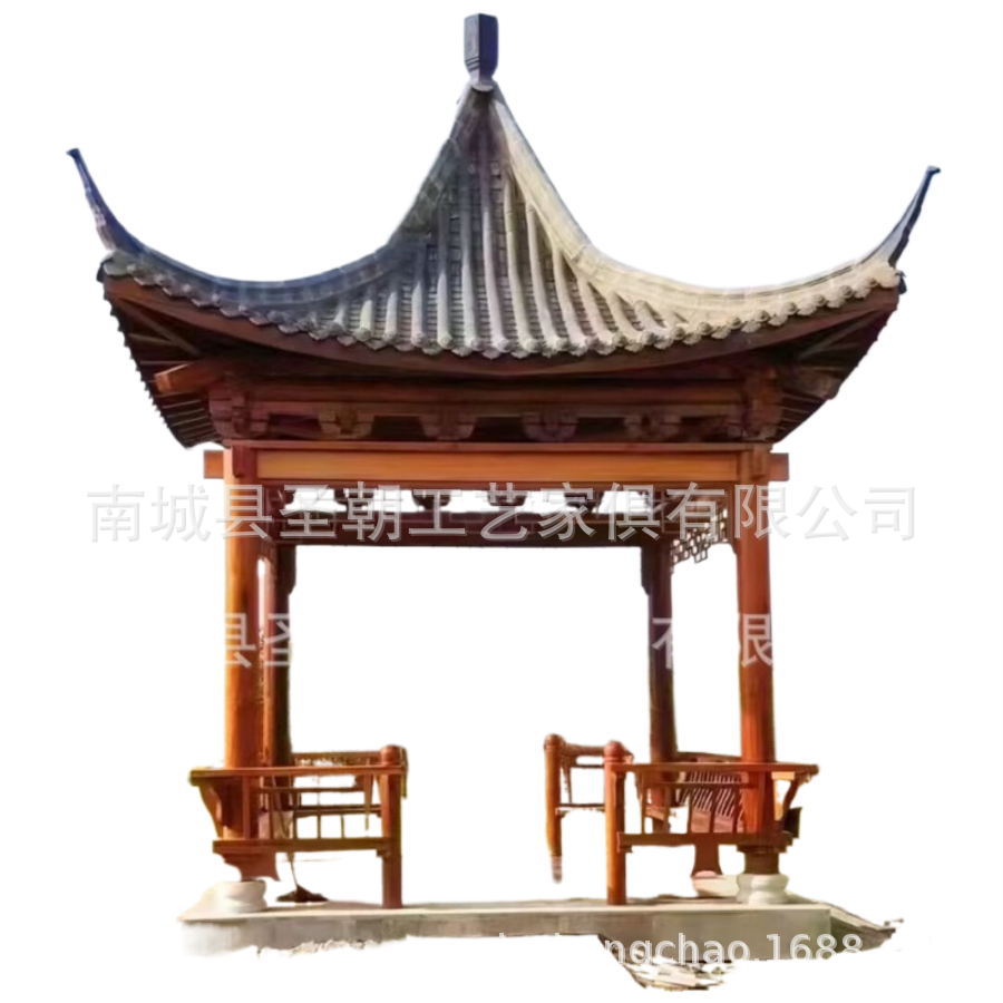 四角凉亭碳化木木质凉亭景观仿古古建四角凉亭户外庭院树脂凉亭