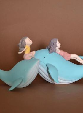 治愈系鲸鱼可女孩摆件桌面卧室客厅家居装饰品小摆设创意