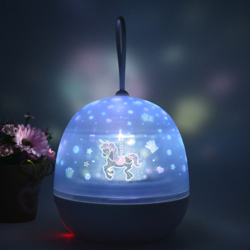 亚马逊热卖星空灯卧室浪漫旋转手提led小夜灯USB插电独角兽投影