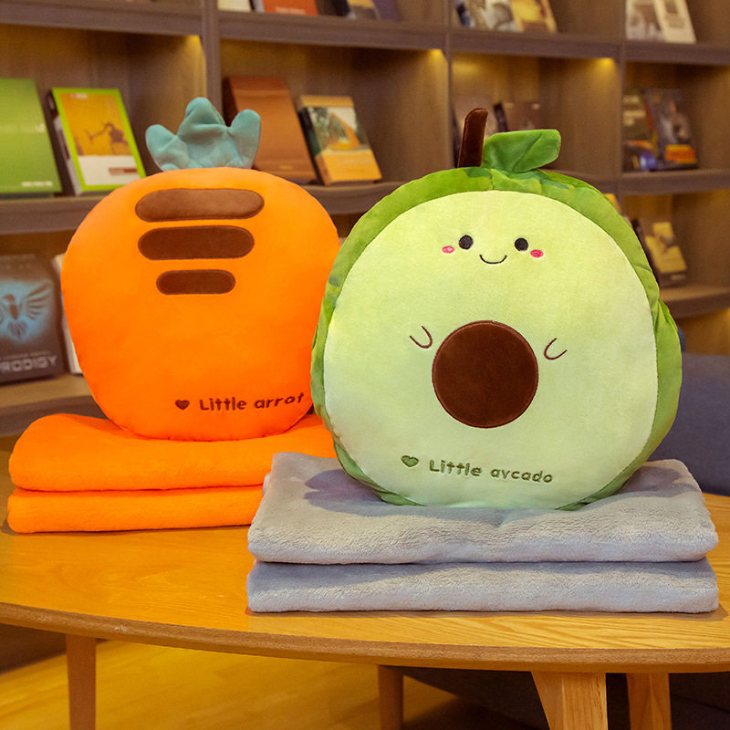 卡通水果动物抱枕靠垫毯子三合一 软萌牛油果车载空调被靠枕玩偶,居家布艺,抱枕被,淘宝优惠券,粉丝福利购,淘宝优惠卷