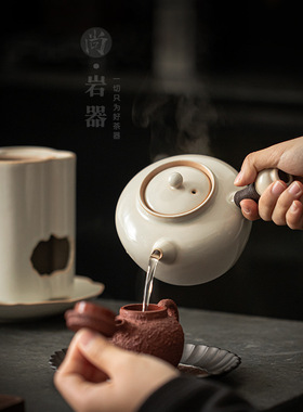 复古围炉煮茶套装家用陶瓷碳炉烧水小套组功夫茶具户外露营明