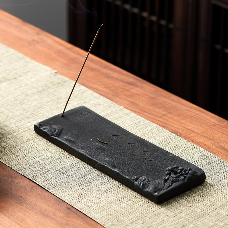 陶瓷线香炉插托盘香座家用香薰炉创意茶道摆件檀香炉室内禅意