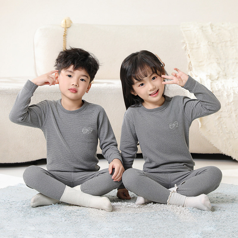 儿童秋衣秋裤套装加绒德男童女童保暖内衣秋冬女孩中大童打底抗寒 女童冬实拍商品图