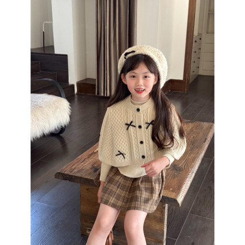 NONOCHILD女童蝴蝶结毛衣斗篷