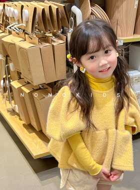 NONO CHILD 早春新款女童甜美软萌短上衣泡泡袖短上衣/短裤套装