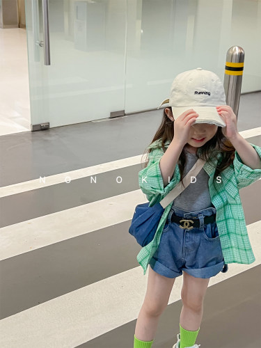 NONOKIDS百搭卷边牛仔蓝短裤