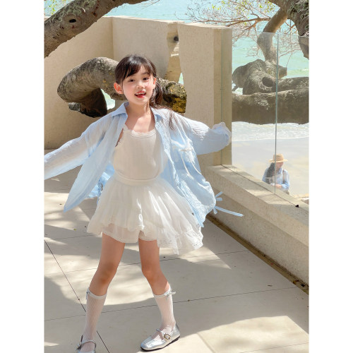 NONOCHILD女童夏季蕾丝拼接衬衫