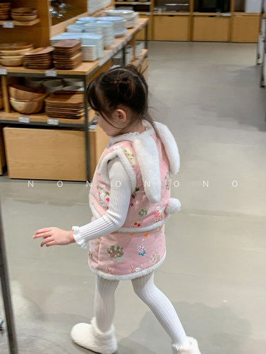 NONOCHILD新年冬季粉色兔子套装