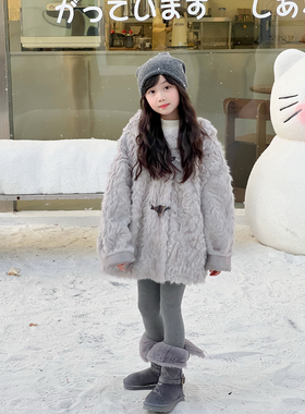 NONO CHILD 女童冬季仿皮草加厚外套高级感毛毛宽松大衣