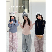 秋冬女童软糯高领针织开衫 NONO CHILD 百搭纯色洋气毛衣外套