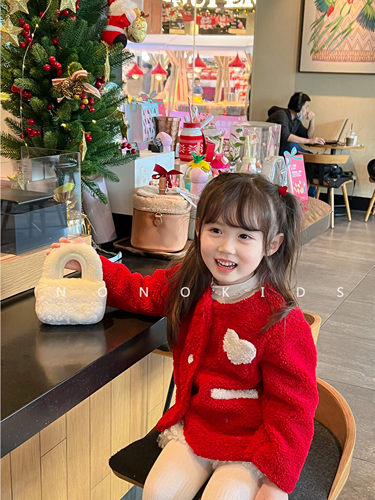 女童新年服毛绒套装新款