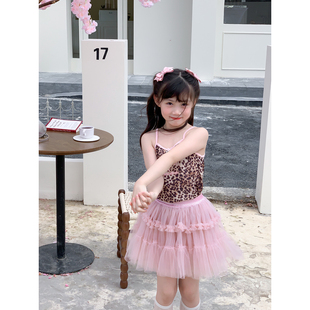 甜美蝴蝶结豹纹吊带背心 NONO 新款 女童夏季 纱纱蓬蓬裙 CHILD