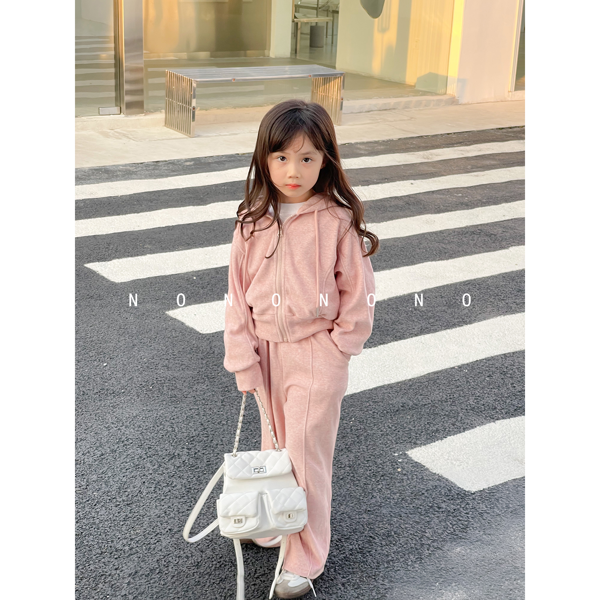 nonokids秋季女童连帽卫衣套装