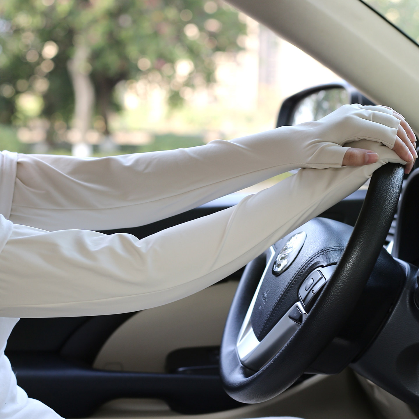 冰袖露指手套男女春夏季长款防晒骑行冰丝袖套送外卖开车防滑护臂