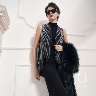 桑蚕丝马甲外套2025年新款 星河落 TU女装 老钱风上衣 明星同款