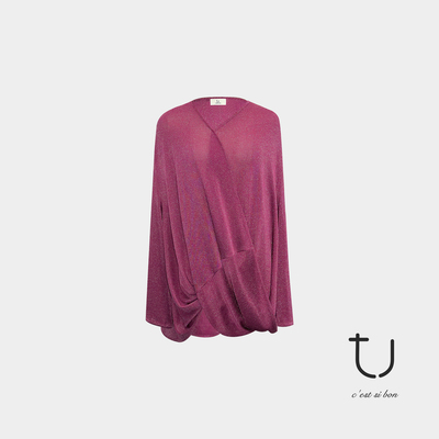 TUV领褶皱设计感蝙蝠袖衬衫