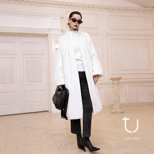 TU女装羊毛骆驼绒加厚大衣