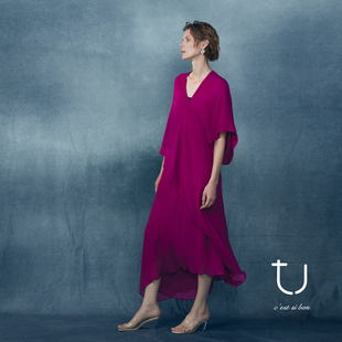 重磅真丝连衣裙遮肉显瘦松弛感中长款 TU女装 裙子 明星同款