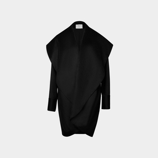 宽松廓形加厚外套 新款 TU女装 黑色大翻领丝绒骆驼绒大衣2025冬季