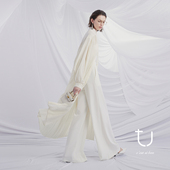 松弛感白色长袖 TU女装 衬衣 上衣2026年春季 新款 羊毛长款 雕塑感衬衫