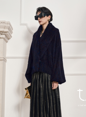 TU女装 希芙云融 牦牛绒拉绒翻领加厚外套宽松百搭松弛感大衣