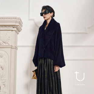 新款 牦牛绒拉绒翻领加厚外套25冬季 松弛感大衣 希芙云融 TU女装