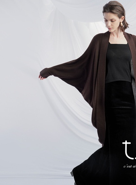 TU女装V领羊毛针织开衫26年春新款百搭松弛感琥珀流光中长款外套