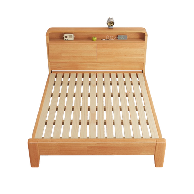 北欧简约双人橡胶木全实木大床