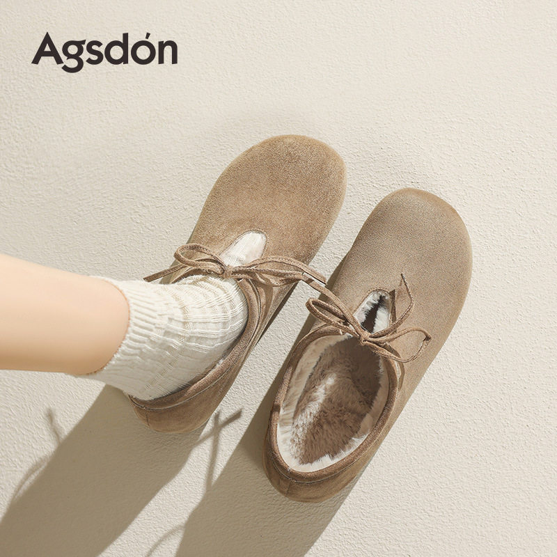 奥古狮登品牌官方正品加绒棉鞋女2026新款秋冬厚底毛毛拖鞋勃肯鞋