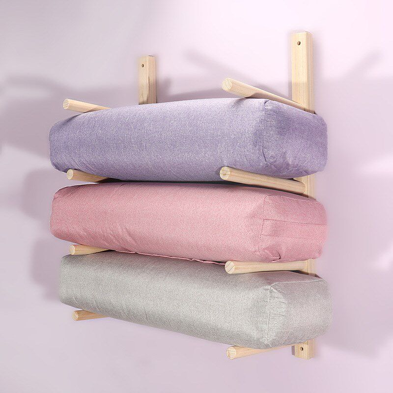 创意实木质瑜伽抱枕收纳架多层挂墙置物架瑜伽馆方枕圆枕墙上挂架