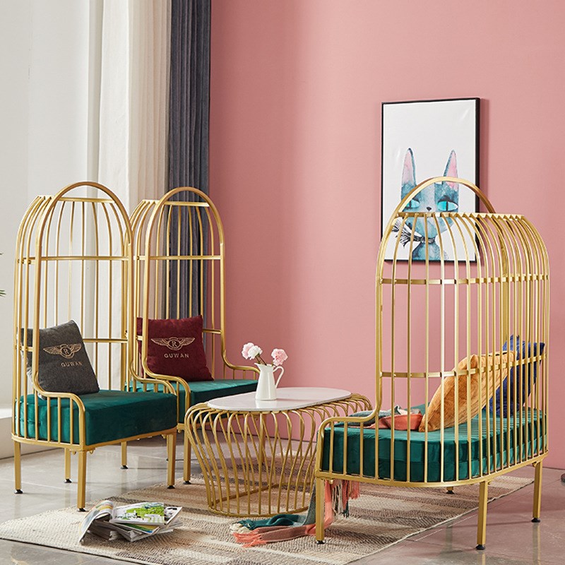 沙发室内客厅阳台现代北欧风轻奢简约小户型铁艺茶几创意桌椅组合