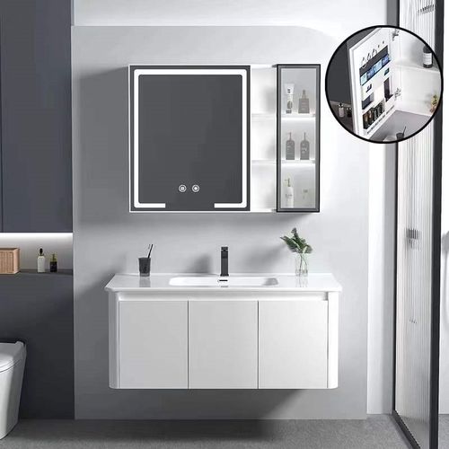 太空铝浴室柜组合陶瓷一体盆洗手盆洗脸盆柜卫生间圆角面盆全铝