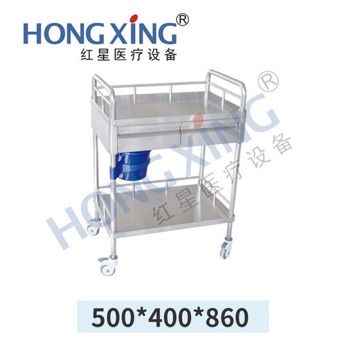 HX-E19-2医院用不锈钢双层手推车门诊美容院移动置物工具小推车