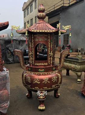 寺庙铸铁焚经炉烧纸炉宗祠圆形化钱炉墓地室外带盖烧金银纸大香炉