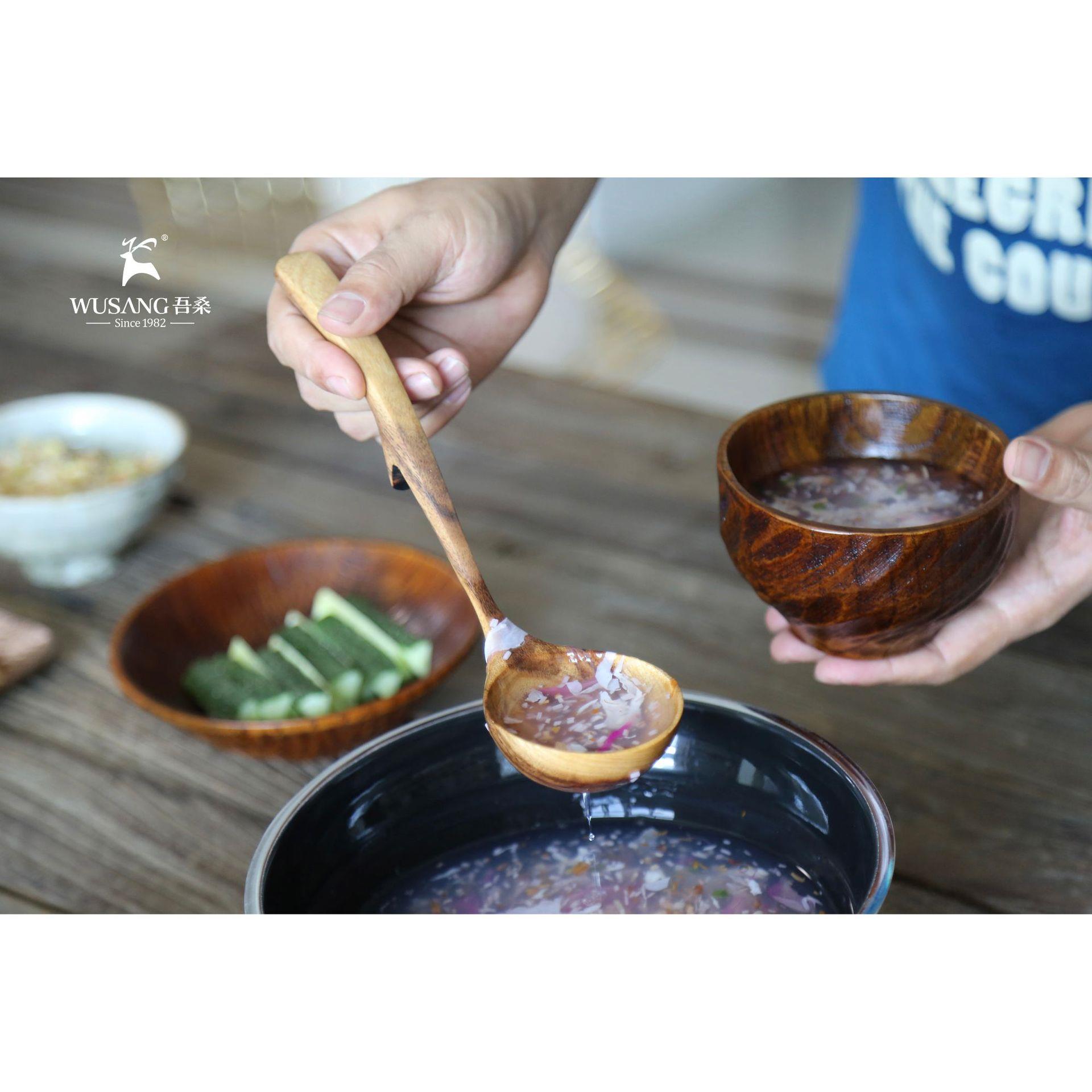 YFJY日式酸枣木碗收纳碗家用味增汤碗平底古朴精致手工椭圆形饭碗