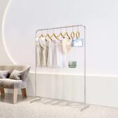 店移动中岛落地式 服装 店挂衣架不锈钢拉丝银陈列货架女装 展示架