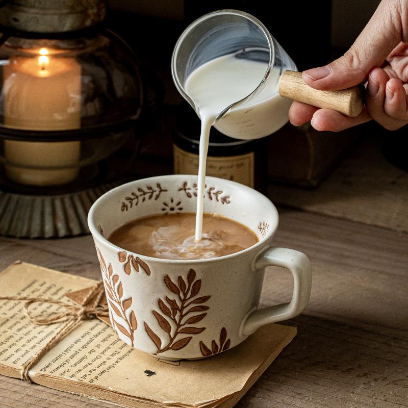 日式手作粗陶咖啡杯家用陶瓷马克杯喝水杯商业活动礼品杯电商