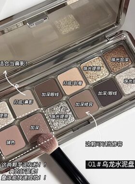 ROTO十二色眼影盘水泥灰咖色哑光