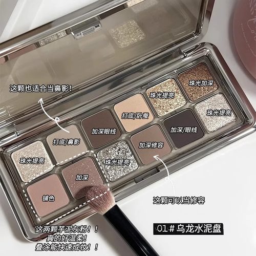ROTO十二色眼影盘水泥灰咖色哑光