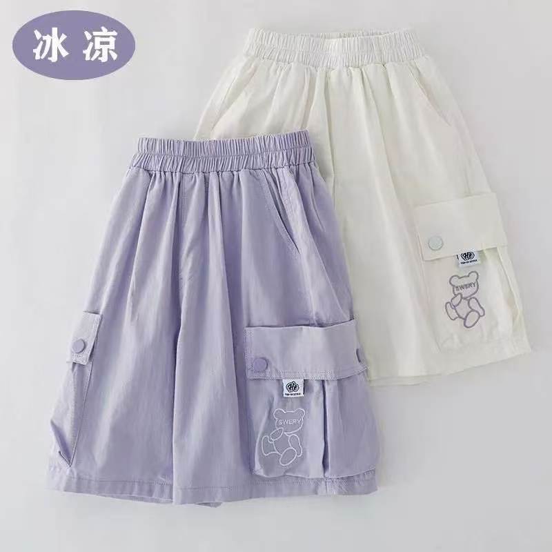 冰凉女生儿童工装短裤女童短裤夏天宽松薄款速干五分裤小女孩