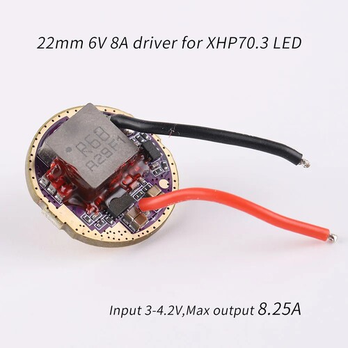 22mm6V8a驱动程序XHP70.3LED,输入3-4.2V,最大输出8.25A