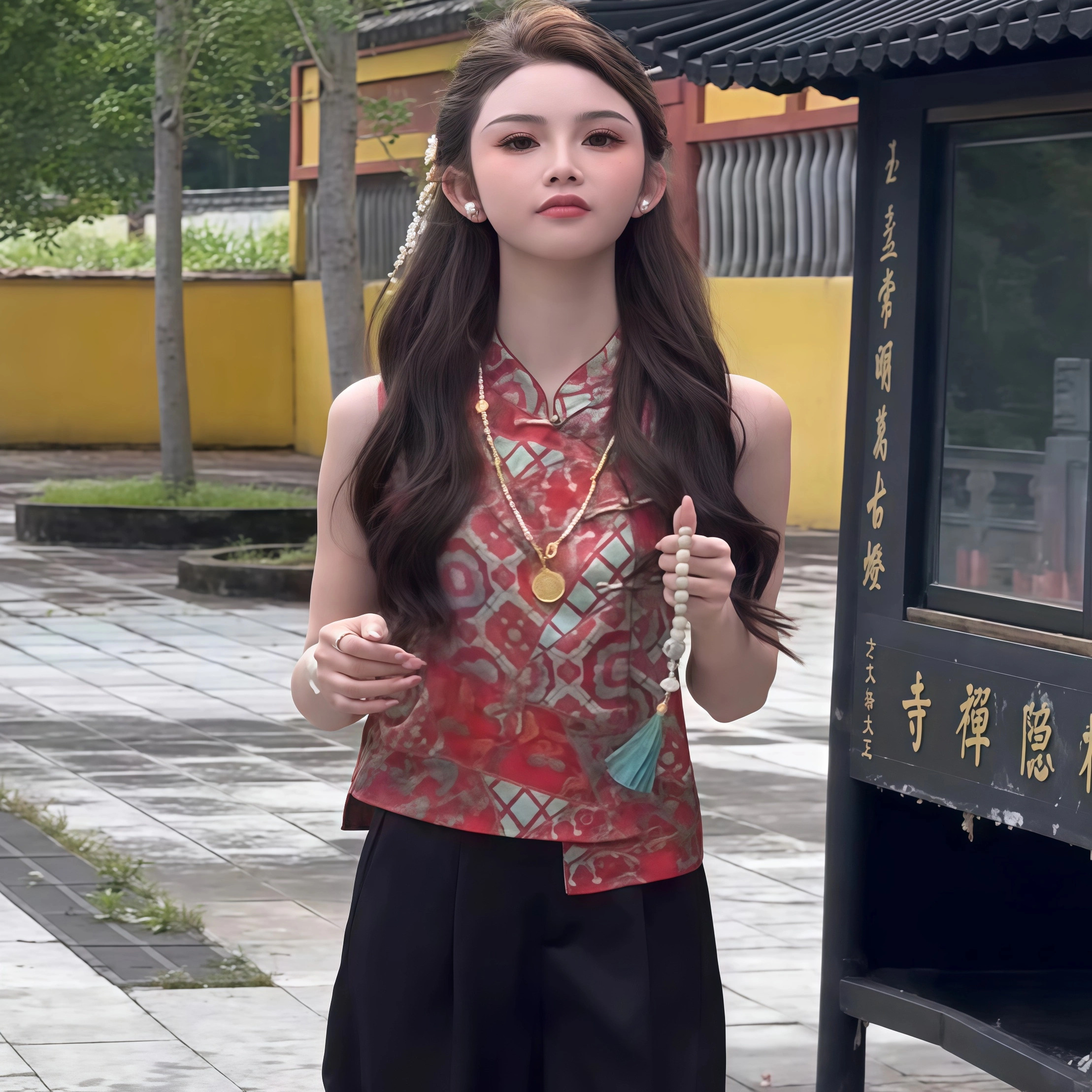 新中式国风提花马甲背心女