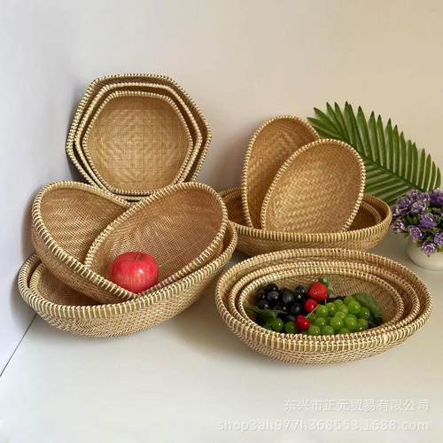 手工竹编簸箕竹篮子竹制品饺子盘蔬菜收纳筐家用洗头篮竹筐竹匾