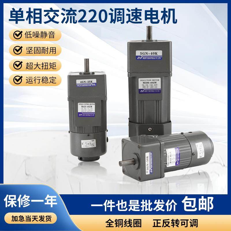 伟普三项调速电机可调变速微型小型齿轮减速电机交流220w减速马达
