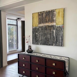 法式奶油风客厅沙发后装饰画高级感餐厅背景墙肌理挂画纯手绘油画