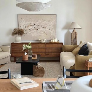 法式中古风客厅沙发后装饰画高级感餐厅背景墙奶油系挂画手绘油画